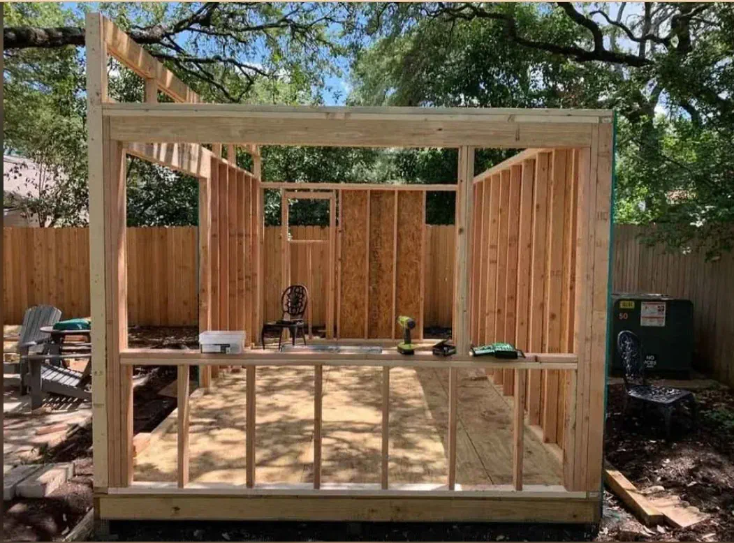 ADU before — framing stage, Lee County