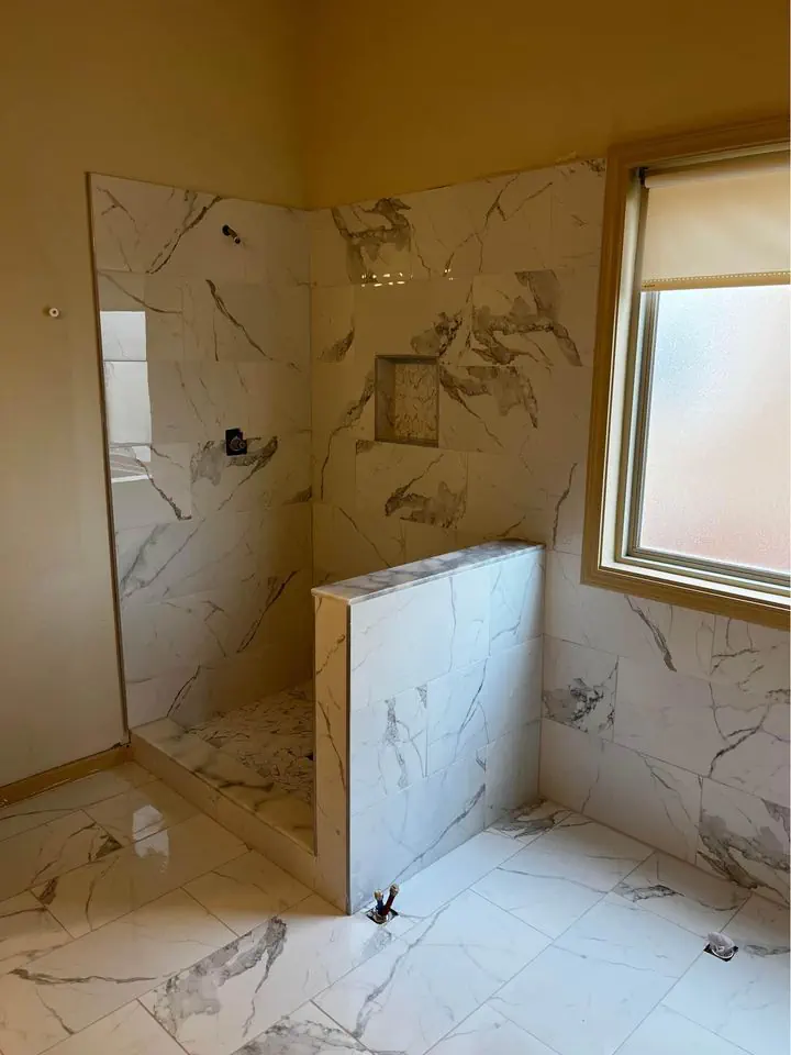 Bathroom before remodel — waterproofing stage, Lee County
